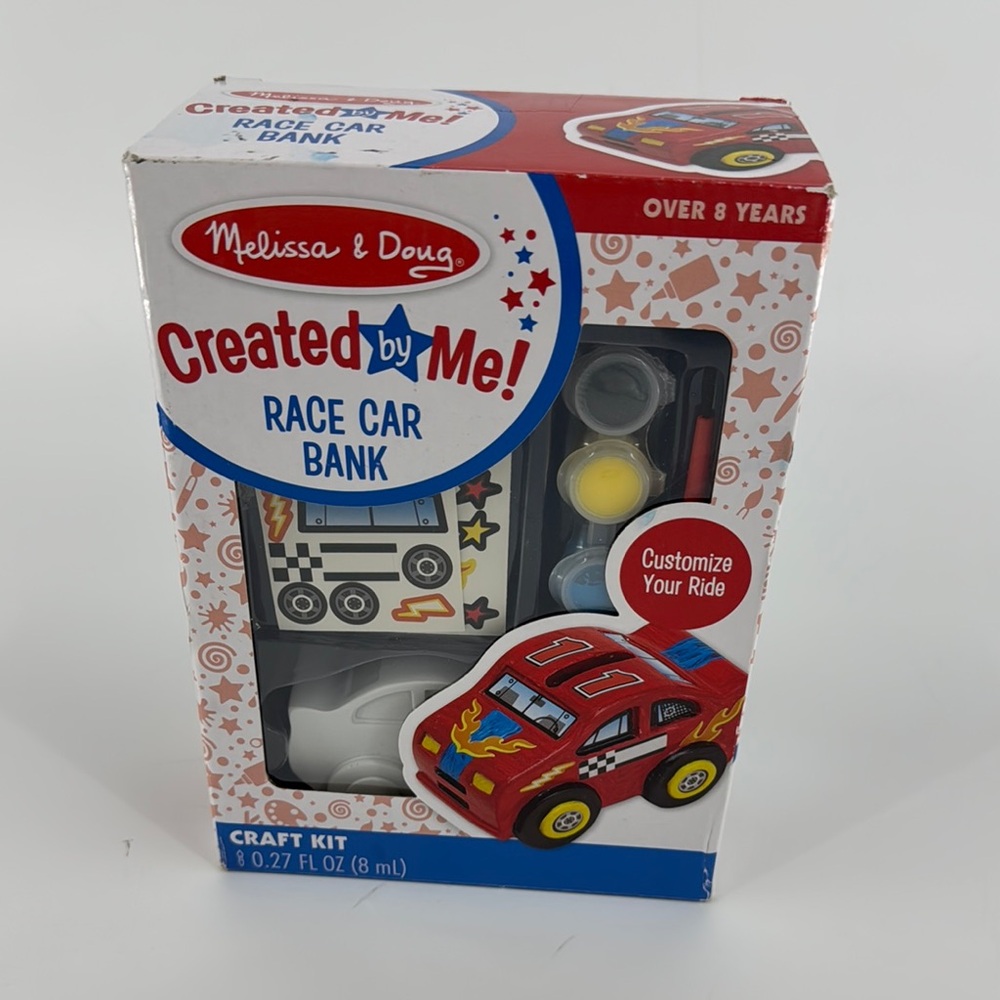 Melissa & Doug Kid’s Red Race Car Bank Craft Kit NEW